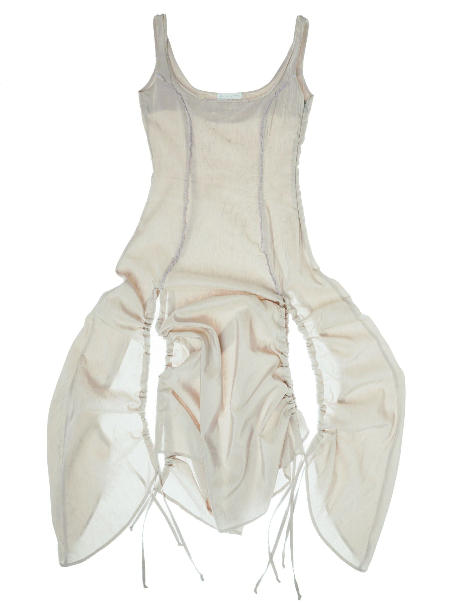 Embroidered Dress with Gathered Slits-GARBAGE CORE-APOC STORE