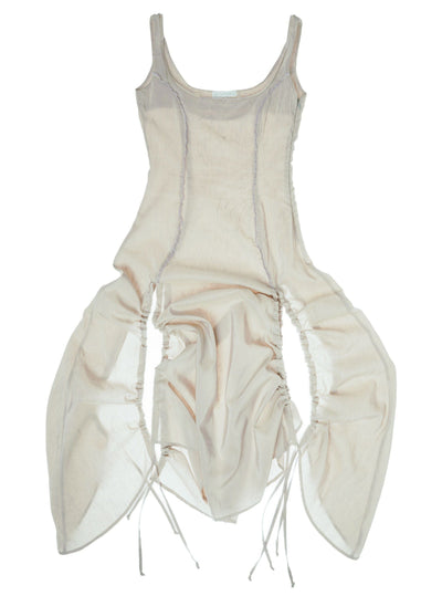 Embroidered Dress with Gathered Slits-GARBAGE CORE-APOC STORE