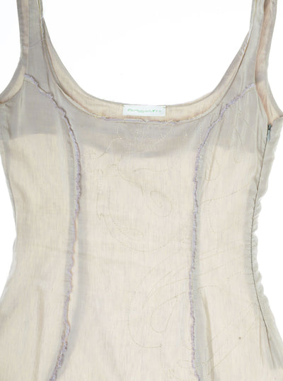 Embroidered Dress with Gathered Slits-GARBAGE CORE-APOC STORE