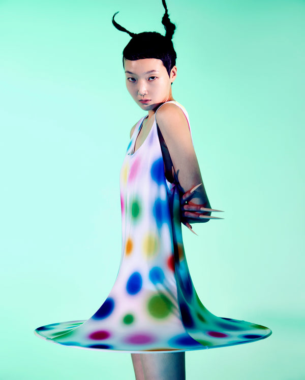 Multi Gradient Small Dot Printed Dress-Sun Woo-APOC STORE