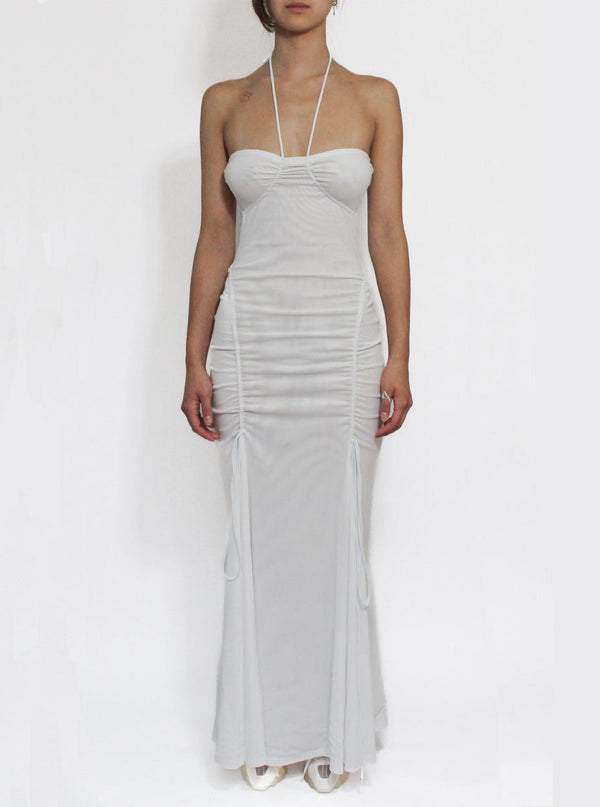 White Ellipse Mesh Gown-Oriens-APOC STORE