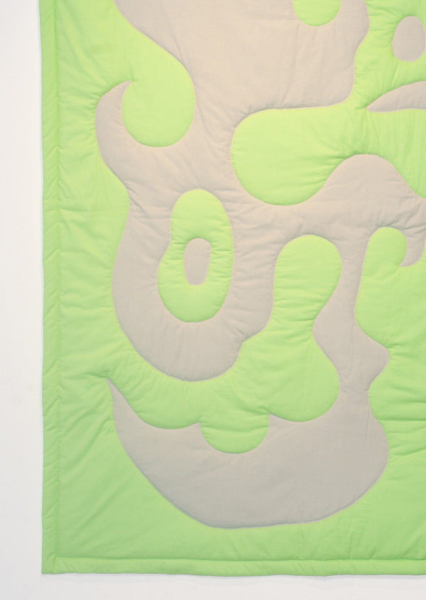 Quilted Blanket Green Grey-Claire Duport-APOC STORE