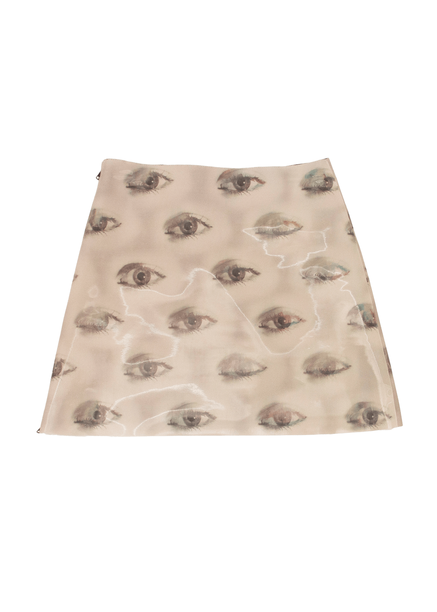 Beige Blinking Eye Mini Skirt-Leeann Huang-APOC STORE