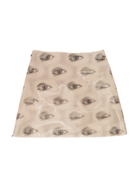 Beige Blinking Eye Mini Skirt-Leeann Huang-APOC STORE