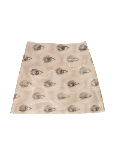 Beige Blinking Eye Mini Skirt-Leeann Huang-APOC STORE