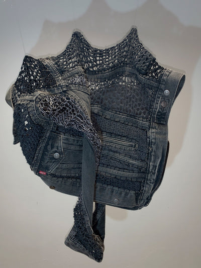 Knitted Jeans Jacket Black-Lou de Bètoly-APOC STORE