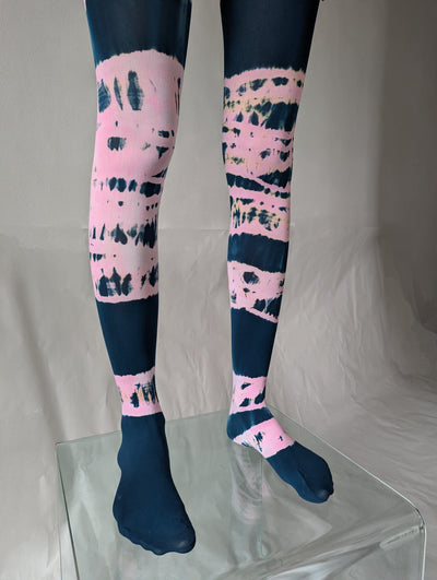 Hand Dyed Tights Pink Black-Celia Calderón Asensio-APOC STORE