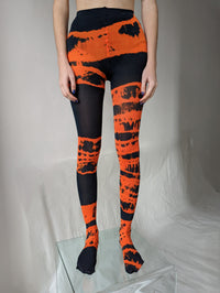 Hand Dyed Tights Orange Black-Celia Calderón Asensio-APOC STORE