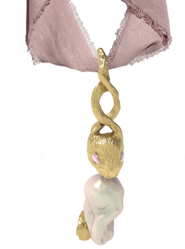Pink Gold Lucky Rabbit Pearl Necklace-Ancient Future-APOC STORE