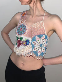 Bead Weaving Tank Top White-Lou de Bètoly-APOC STORE