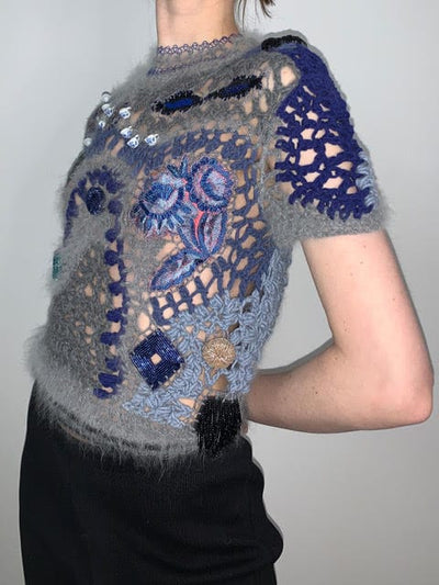 Cashmere Angora Crochet Embroidered Top-Lou de Bètoly-APOC STORE