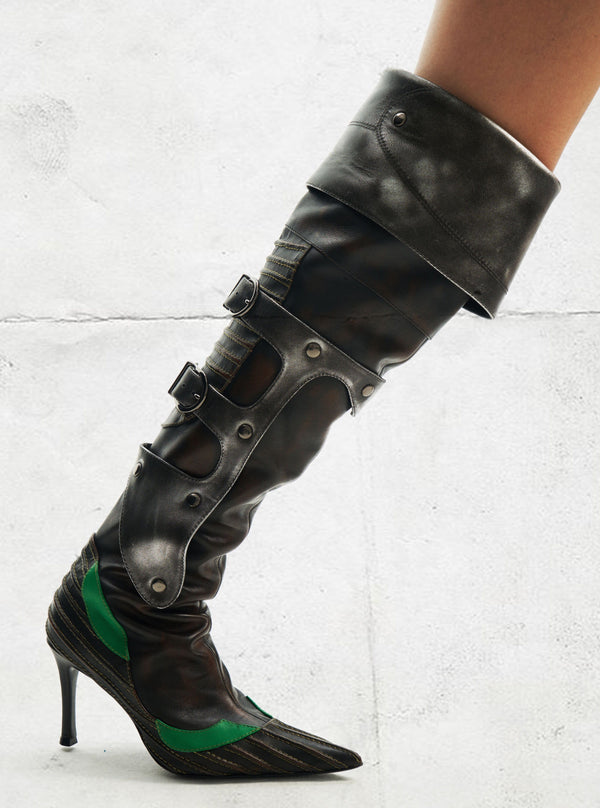 M04 Buckle Moto Heeled Boots-YINGLIN-APOC STORE